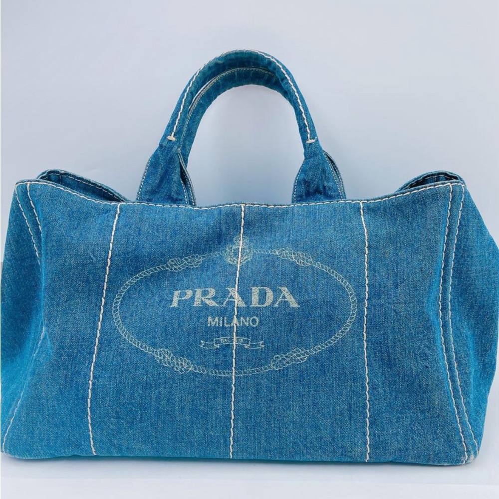 Authentic Prada Denim Canapa Hand Bag